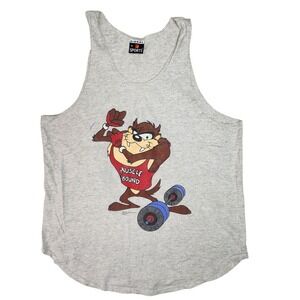 Vintage 1993 Signal Sports Taz Muscle Bound Tank Top XL Gray Looney Tunes Gym
